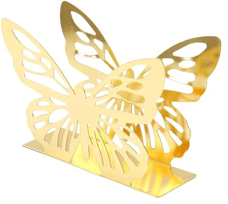 DimyFew Schmetterlings Serviettenhalter für Den Tisch, Organizer für Die Arbeitsplatte mit Taschentuchspender Funktion, Gold
