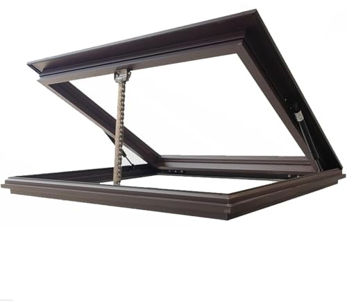 Kaverno Dachfenster Mit Sonnenschutzfolie Und Handschuhen, Lichtschacht Für Schräg- Oder Flachdach, Anpassbare Dachluke Mit Doppeltem Gehärtetem Glas Für Keller(Brown,LxW 78x58cm/29.5x29.5in)