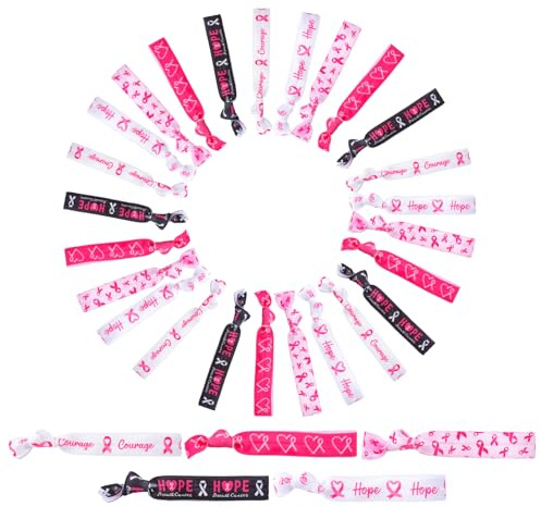 WANDIC 30 Stück rosa Oktober-Armband, rosa Schleife, Brustkrebs-Bewusstseinsarmband, Zubehör, Dekoration, 5 Stile, für Frauen im öffentlichen Interesse