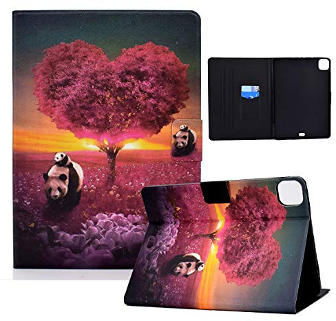 Bspring Hülle für iPad Air 11 Zoll (M3 2025/M2 2024)/ Air 5/4 Gen 10,9 Zoll (2022/2020) | PU Leder Case mit Ständer, Kartenfach & Auto Sleep/Wake für iPad Pro 11 Zoll 4/3/2/1,Panda