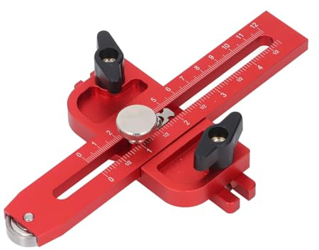 RASTKY Dünne Jig-Tischkreissägen-Vorrichtung mit Rolle, Dual-Skala, Holzbearbeitung, Dünner Ripping-Locator, Passend für 3/4 X 3/8 /8 X 1/4 Zoll Schlitze, die Sich Wiederholende Schmale Dünne