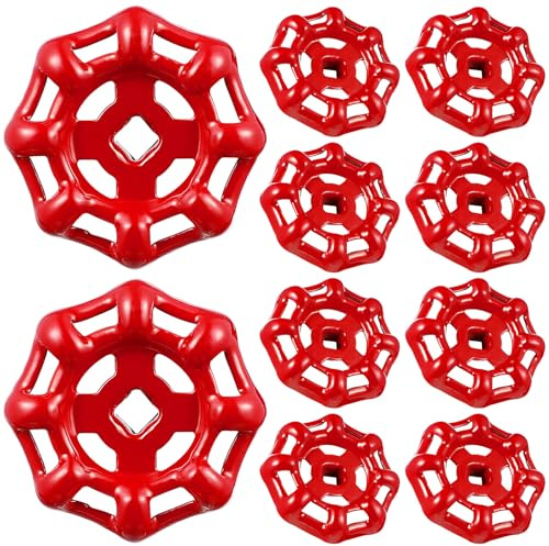 COLLBATH 10pcs Cast Iron Shutoff Hand Wheel Handles Red Gate Valve Replacement Wrought Iron Stop Cock Parts for Radiator Valve and Faucet Repair