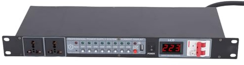 Dpofirs Power Sequencer Conditioner mit 10 Ausgängen, 2000 W Rack Power Conditioner, Mount Leistungsregler, mit Digitaler Spannungsanzeige, für den Heimkino- Bühnenstudio Einsatz (EU-Stecker)
