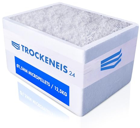 TROCKENEIS 24 - Trockeneis Micropellets 1,5mm (12,5 kg) für Labor, Show & Molekularküche - Lieferung in sicherer Thermobox inklusive - [Bestellungen bis 11Uhr Lieferung bis zum nächsten Tag 18Uhr]