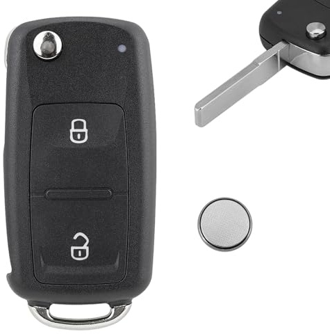 2 Button Key Fob Replacement Shell for VW Golf T5 T6 | For VW key fob housing, direct replacement fit VW Golf, Transporter T5 T6, Amarok; comes with CR2032 battery