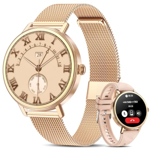 IOWODO Smartwatch Donna Elegante, Cinturino Milanese, Ultra Leggero 62g, 1.26 Orologio Intelligente con Chiamate Bluetooth, Salute Femminile, Assistente Vocale AI, IP68, 100+ Sport, Android e iOS