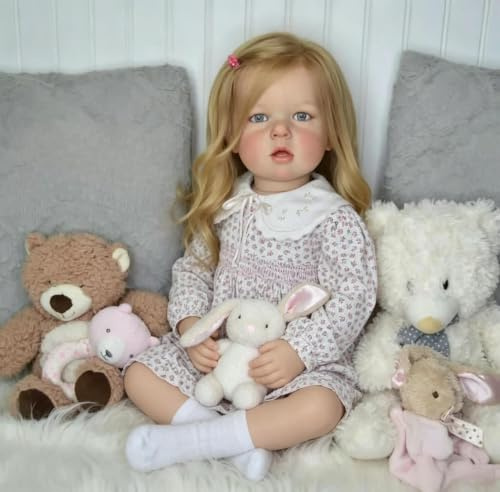 ROSHUAN 28 Zoll 70 cm Reborn-Kleinkindpuppen Mädchen Liam, Riesig Lebensechte Reborn-Babypuppen, Realistische Kleinkindpuppen, Naturgetreuen Baby Puppe Weichem Stoffkörper für Kinder
