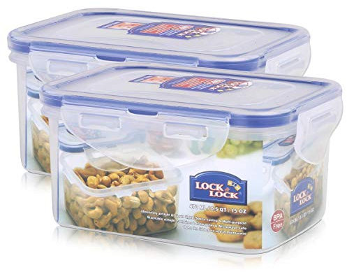 2 X Lock & Lock Stackable Airtight Container Rectangular 470ml - HPL807
