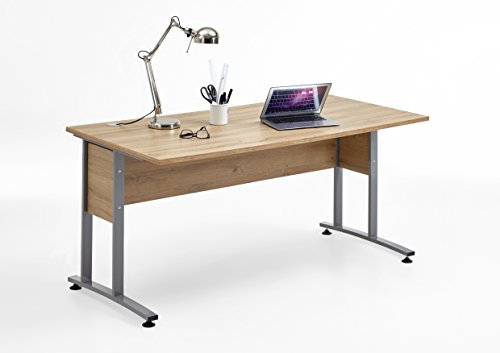 Schreibtisch 160 x 80 Alteiche Nachbildung, mit Metallgestell