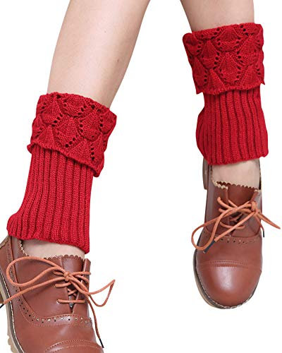Mengmiao Daumen Stricken Stulpen Socken Gestrickte kurzer Rot