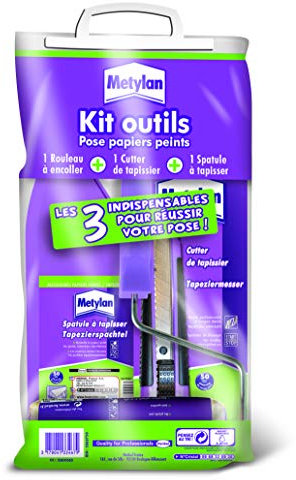 METYLAN Produits de Service Kit Outils Rouleau à Encoller + Cutter De Tapisser + Spatule à Maroufler