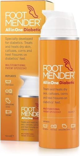 Footmender All in One Diabetic | Medically Proven, An Effictive Foot Cream | Treat and Heal Your Dry Feet, Hard Skin, Corns and Cracked Heels | Significant Effect After First Treatment | 150 ml