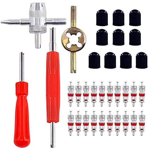 HUAZIZ 34 Pezzi Set Chiave Valvola per Pneumatici Auto Riparazione Rimozione Valvola Nucleo Ricambio Smonta Valvola Strumento di Rimozione Nucleo Automobile Moto Bicicletta