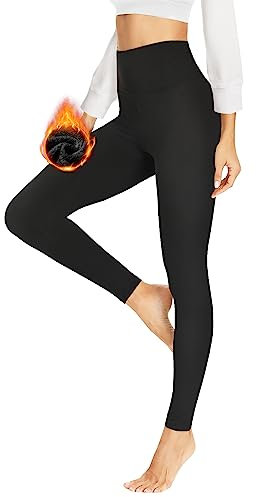 HLTPRO Thermo Leggings Damen im Winter, High Waist Thermohose Gefütterte Thermoleggins Warm Blickdicht für Sport(Schwarz,L/XL)