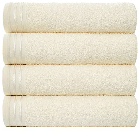 GC GAVENO CAVAILIA Große Handtücher, Badetuch, sehr saugfähig, ägyptische Baumwolle, Handtuch-Set, 4 Stück, extra weich, groß, cremefarben, schnell trocknend, 450 g/m², waschbare Handtücher, 75 x 135 cm