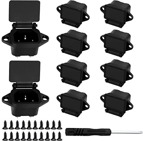 VooGenzek 10 PCS AC 250V 10A IEC320 C14 Panel Mount Plug Adapter, 3P Terminals Male Plug Power Socket w Spring Cover