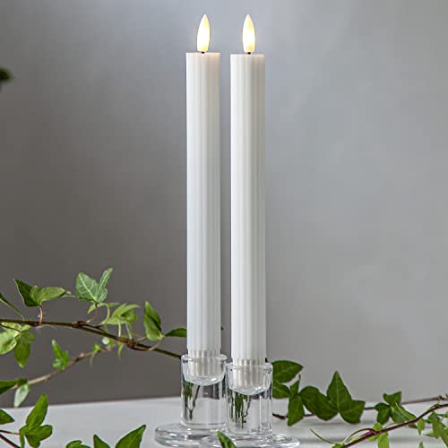 LED Stabkerze Flamme Stripe 2er-Set aus Wachs
