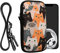 kwmobile Handytasche für Smartphones L - 6,5 - Neopren Handy Hülle Orange Schwarz Weiß - Handy Tasche mit Kette 16,5 x 8,9 cm Innenmaße - Katzen
