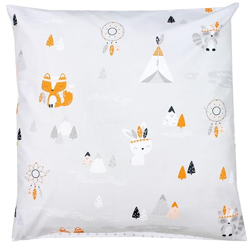 TupTam Kinder Kissenbezug Kissenhülle Dekorativ Gemustert, Farbe: Indianer Tiere, Größe: 80 x 80 cm