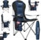 24MOVE® Campingstuhl faltbar bis 150 kg, Faltstuhl Angelstuhl Klappstuhl Gepolstert mit Armlehnen, Getränkehalter + Tasche mit hoher Rückenlehne, Strandstuhl, Klapphocker, blau