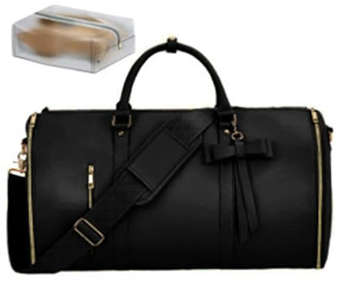 ASIAD Reisetasche Foldybag, Reisetasche Handgepäck,Foldy Bag,Carry on Garment Duffle Bag,Wasserdichter,Travel Bag,Travluxe Faltbare Reisetasche,Umwandelbarer Handgepäck,Schwarz