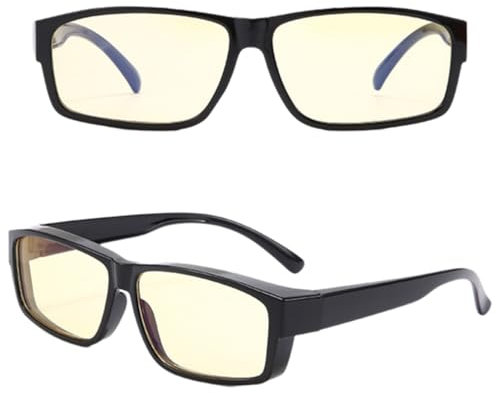 CutitiUU Blue Light Blocking Glasses,TR90 Anti Blue Light Anti Fatigue Goggles,Anti Glare Headache Eyes Strain Glasses,Amber lenses 95% anti-blue light rate,Gaming Glasses,Men Women (Light Yellow)