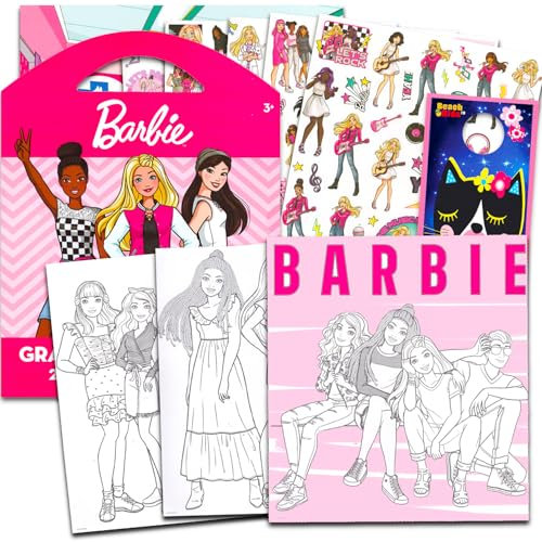 Barbie Malbuch-Aufkleber-Set für Mädchen – Bündel mit über 200 Barbie Aufklebern, Aktivitätsseiten und mehr | Barbie Partyzubehör für Mädchen Geburtstag