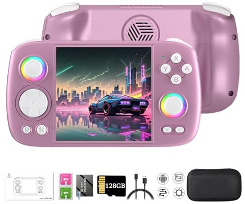 JOYARCH RG Cube Console de jeu portable, écran IPS rétro de 10 cm 720 x 720, lecteur de jeux vidéo Android 13 128 Go intégré, plus de 4000 jeux (avec étui)