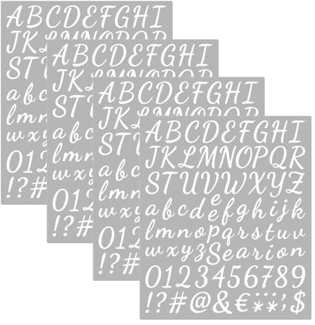 YOGAZEN Blatt Buchstaben Zahlen Aufkleber Set, 336 Stück 4 Blätter Selbstklebendes Vinyl Buchstaben Zahlen Kit, Weiß Klebebuchstaben Aufkleber, für DIY Scrapbook Grußkarte