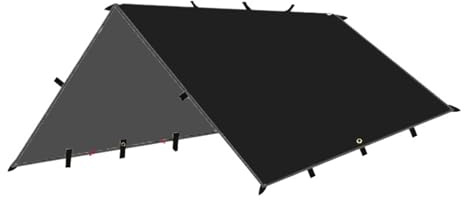 19 hängende Punkte Schwarze Beschichtung Tarp wasserdicht beschichtet Outdoor Camping Zelt(Black-kit A,4 * 4M)