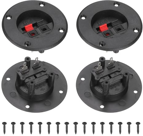 sourcing map WP2-6 Round Speaker Box Terminal Clip, 2 Way Black Red Jack Socket Push Release Speaker Spring Connection Clip for DIY Car Home Sub-woofer, Pack of 2