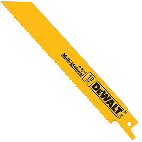 DeWalt 115-DW4806 6 Inch 10Tpi Straight Back Bi-Metal Reciprocating Saw Blade 5 Pack