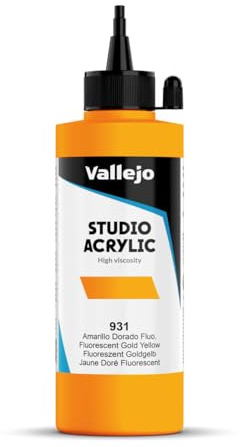 Vallejo : Studio Acrylic Paint : 200ml : Gold Yellow Fluorescent