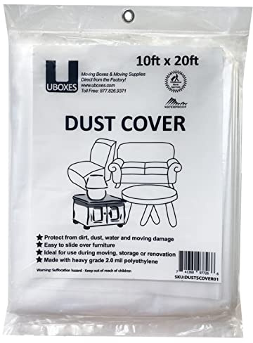 Uboxes Furniture Covers protect your furniture with our versatile 10' x 20' dust cover, Clear