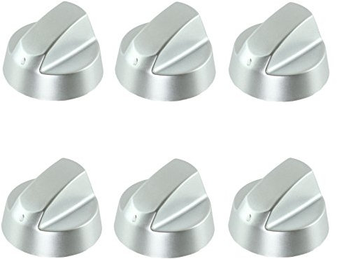 Spares2go manopole di controllo/Quadranti per Candy Forno Cappa e piano cottura (confezione da 6 + adattatori, Argento)