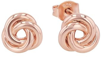 Amor Ohrstecker 925 Sterling Silber Damen Ohrschmuck, 0,8 cm, Roséfarben, Knoten, Kommt in Schmuck Geschenk Box, 9271207