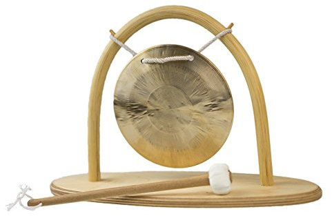 Gong-Set Feng Gong/Wind Gong Ø 15 cm, inklusiv Gongständer und Holz-/ Baumwollklöppel -7190-L-
