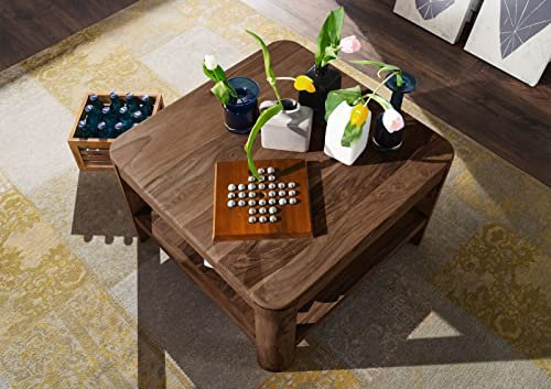 MASSIVMOEBEL24.DE Toronto Couchtisch Sheesham/Palisander - Verschiedene Größen und Farben, Farbe:Dunkelbraun gebeizt, Größe:70x70 cm
