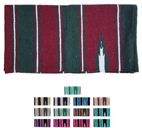 NETPROSHOP Navajo Westerndecke Baumwolle Sattelunterlage Satteldecke, Farbe:Bordeaux/Gruen