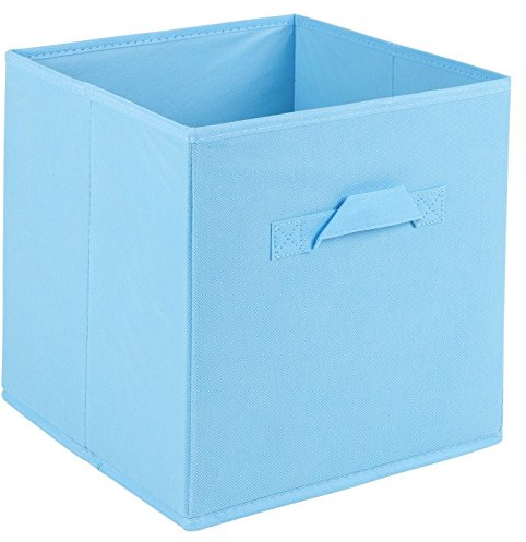 URBNLIVING Collapsible Storage Cube Drawer Box with Carry Handles (Light Blue - Large)