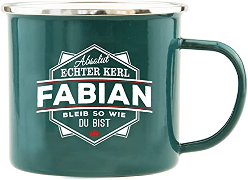 History & Heraldry Echter Kerl - Emaille Becher Fabian - individuelle und personalisierte Tasse mit Name und Spruch