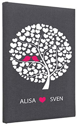 Hochzeitideal Stammbuch der Familie, Familienstammbuch, Buchbinderleinen grau, Nr. 17 inkl. Personalisierung