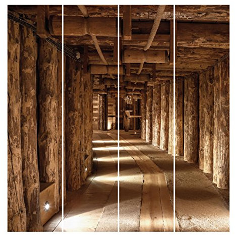 Bilderwelten Schiebegardinen Alte Goldmine, 4 Flächenvorhänge Ohne Aufhängung, 4X 250 x 60cm