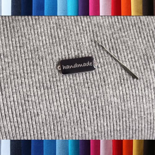 Premium Bündchenstoff Rippe - Meterware ab 0,25 cm Zuschnitt - Hochwertige Schlauchware gerippt - XXL Breite ca. 106-120 cm - Öko-Tex Standard 100 - (Hellgrau Melange Natur)