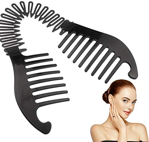 Xiton 1 STÜCK Biegsamen Kunststoff Haarkamm Pferdeschwanz Haar Styling Werkzeug Moderne Bananen Clip Verriegelung Kamm Französisch Seite Kamm Für Frauen Mädchen DIY Frisur (schwarz)