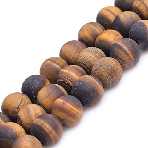 Sweet & Happy Girl's Store SHGbeads 14 mm Frostmatte gelbe Tigerauge, Halbedelstein, runde lose Perlen für Schmuckherstellung, Bastelbedarf, 38,1 cm