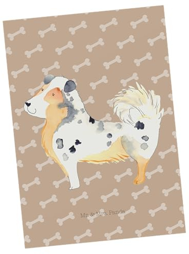 Mr. & Mrs. Panda Postkarte Hund Australien Shepherd - Geschenk, Sprüche, Wauwau, Postkarten, Grußkarte, Ansichtskarten, bildkarte, Spruch, Ansichtskarte