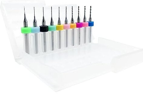 iYueMps Juego de 10 brocas PCB de acero de tungsteno para impresora 3D PCB de precisión, herramientas de perforación de joyería (0,1 mm - 1 mm)
