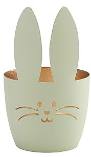 Gift Company Madras, Windlicht, M, Motiv: Hase, pastellgrün/Gold