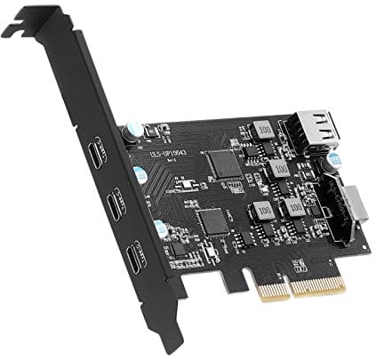 PCIe USB 3.2 Gen2 10 Gpbs Erweiterungskarte 5 Ports, darunter 3 USB C und 2 interne Ports (1 Typ-A, 1 Typ-E A) für Desktop-Computer